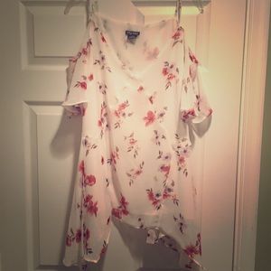 City Chic Strappy Floral Flutter Sleeve Tank Top